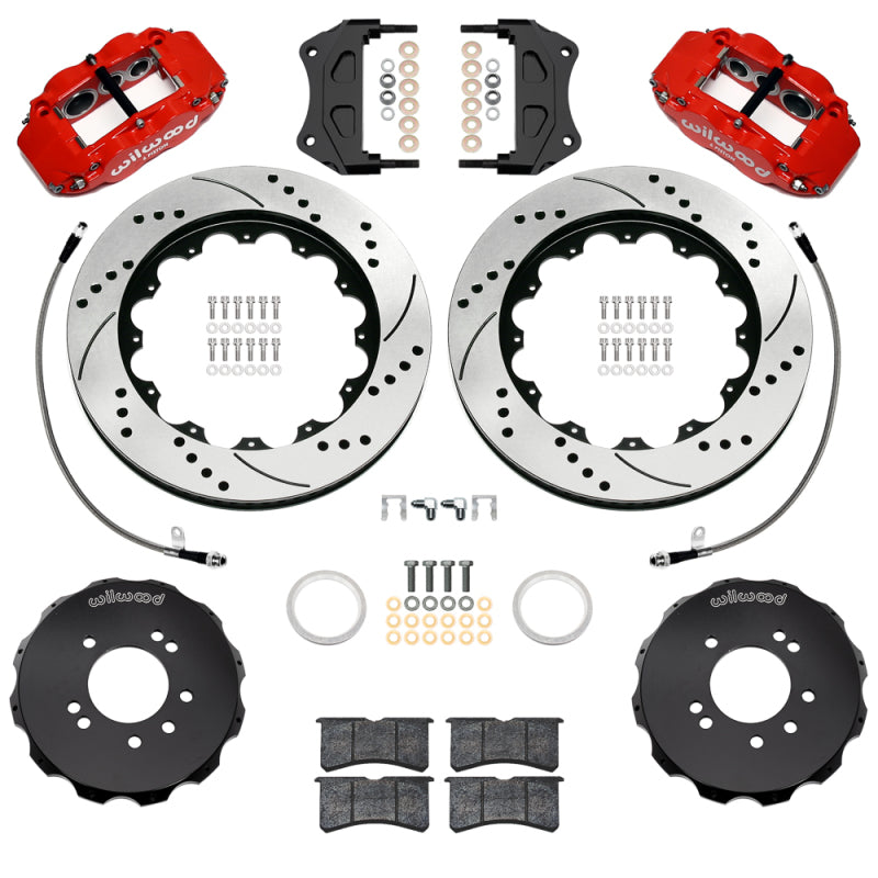 Wilwood 99-02 Nissan Skyline Superlite 6R Front BBK w/ 14.00in D/S Rotors & Flexlines - Red Big Brake Kits Wilwood