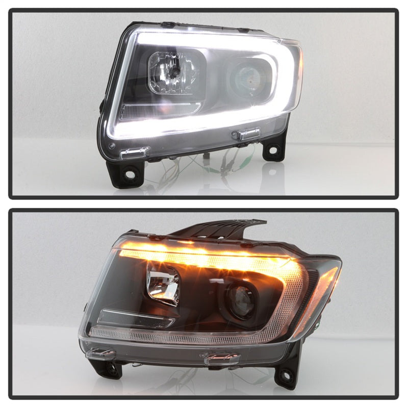 Spyder 11-13 Jeep Grand Cherokee (Xenon/HID Model Only) Light Bar Projector Headlights - Black Headlights SPYDER