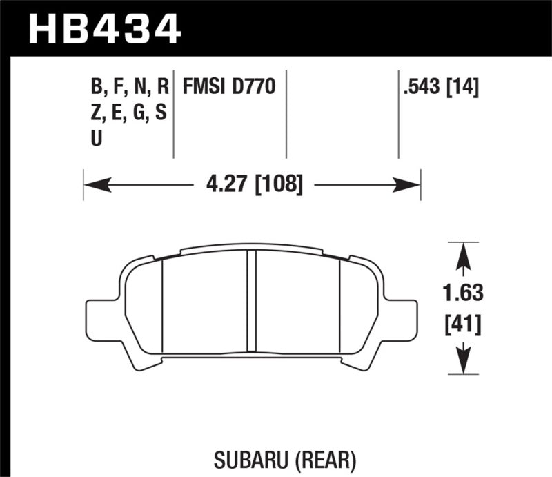 Hawk 02-03 WRX / 05-08 LGT D770 Performance Ceramic Street Rear Brake Pads Brake Pads - Performance Hawk Performance