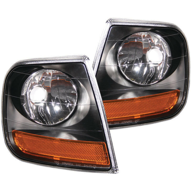 ANZO Corner Lights 1997-2003 Ford F-150 Harley-Davidson Style Corner Lights Black w/ Amber Reflector Lights Corner ANZO