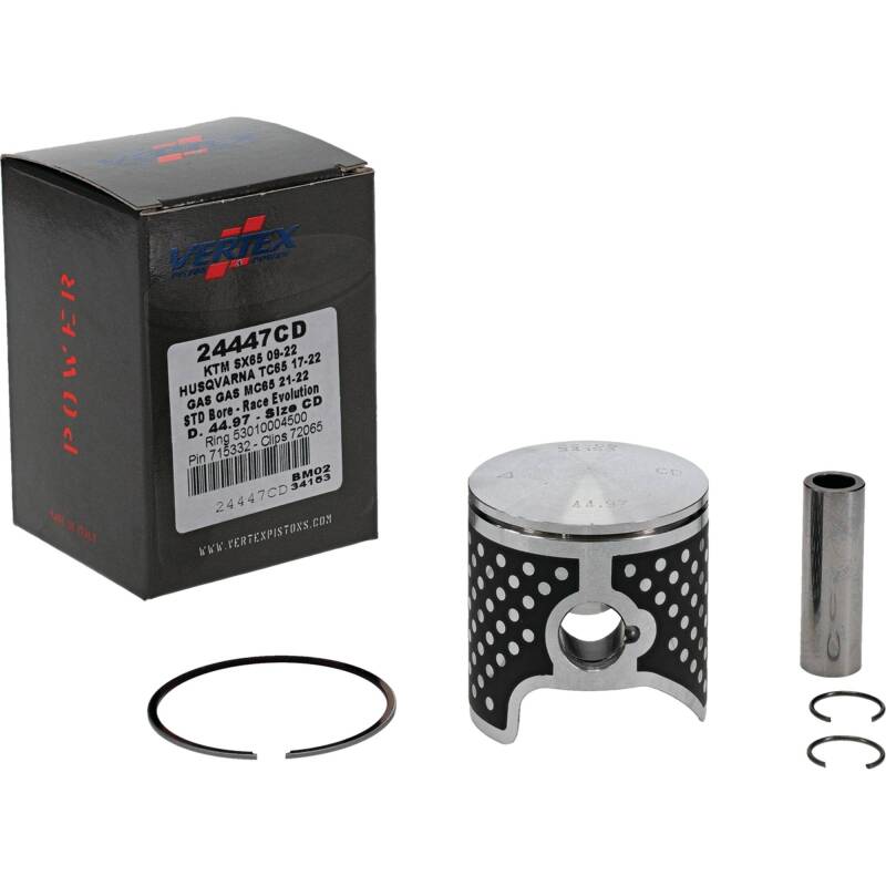 Vertex Piston 09-24 KTM 65 SX 65cc Cast Race Evolution Piston Kit Piston Sets - Powersports Vertex Pistons