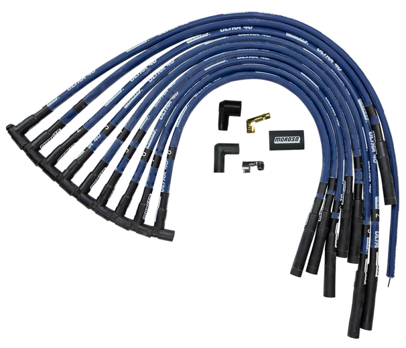 Moroso Chevrolet Big Block Ignition Wire Set - Ultra 40 - Sleeved - HEI - Straight - Blue Spark Plug Wire Sets Moroso