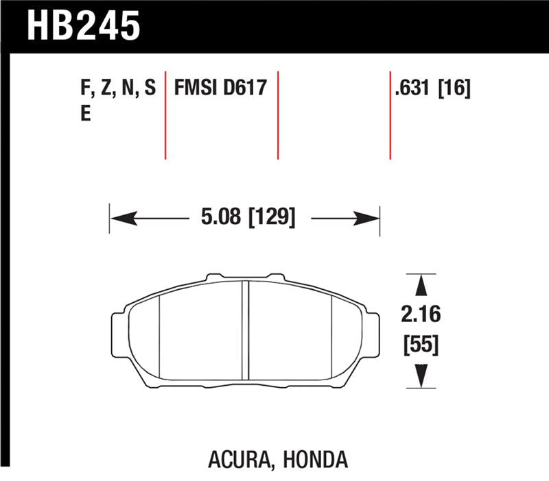 Hawk 1997-2001 Acura Integra GS HPS 5.0 Front Brake Pads Brake Pads - Performance Hawk Performance