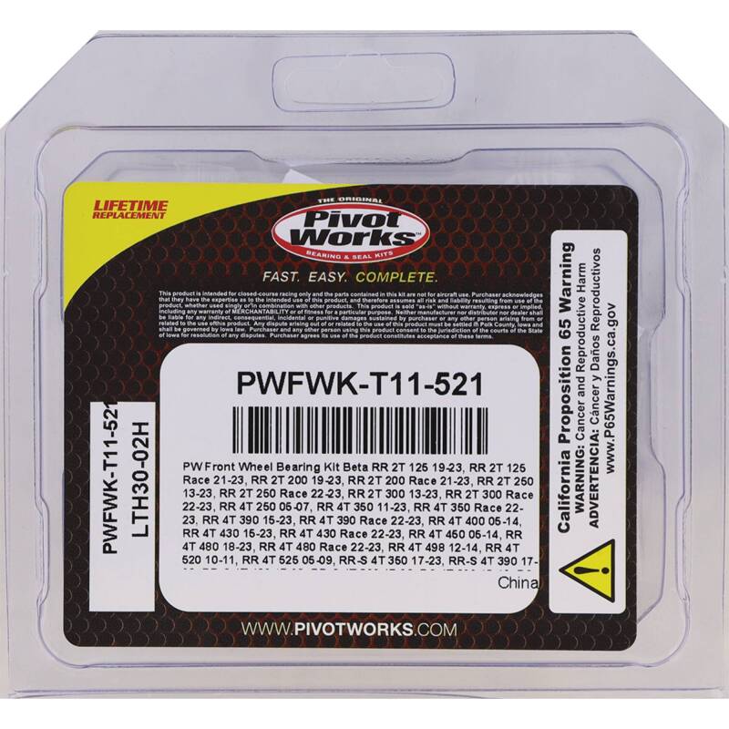 Pivot Works 19-23 Beta RR 2T 125 - Front Wheel Bearing Kit Wheel Bearings Pivot Works