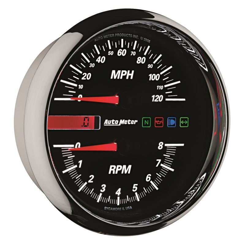 Autometer Pro-Cycle Gauge Tach/Speedo 4 1/2in 8K Rpm/120 Mph Black Gauges AutoMeter