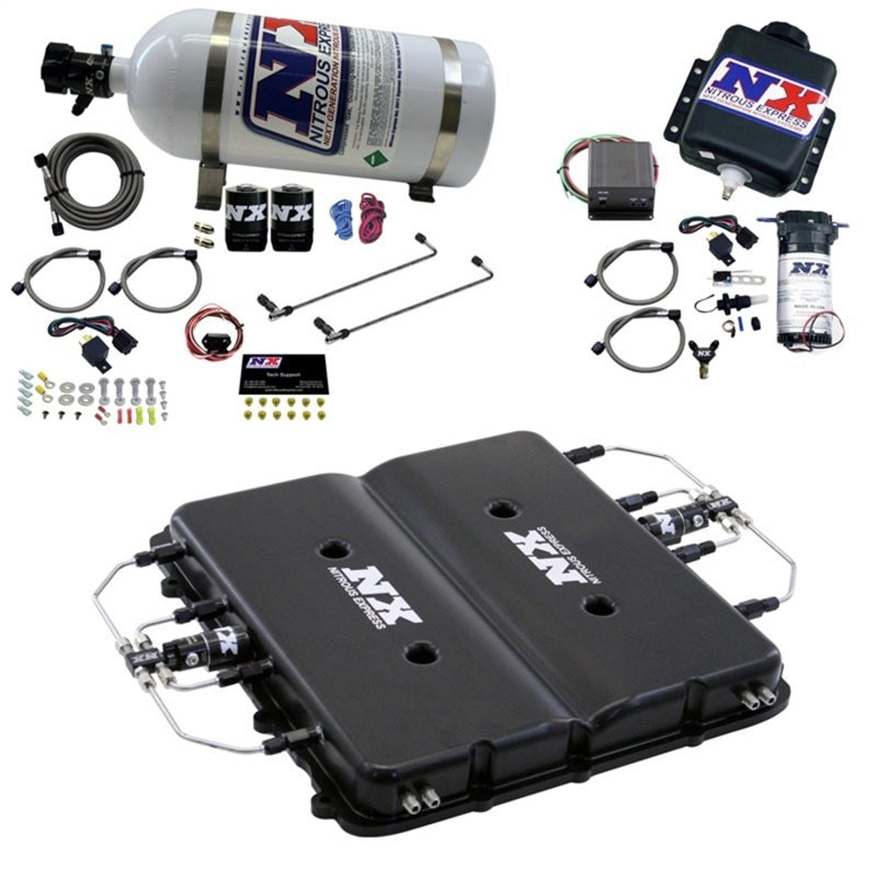 Nitrous Express Nitrous & Water Injection Kit w/Billet LT4 Supercharger Lid w/15lb Bottle Nitrous Systems Nitrous Express