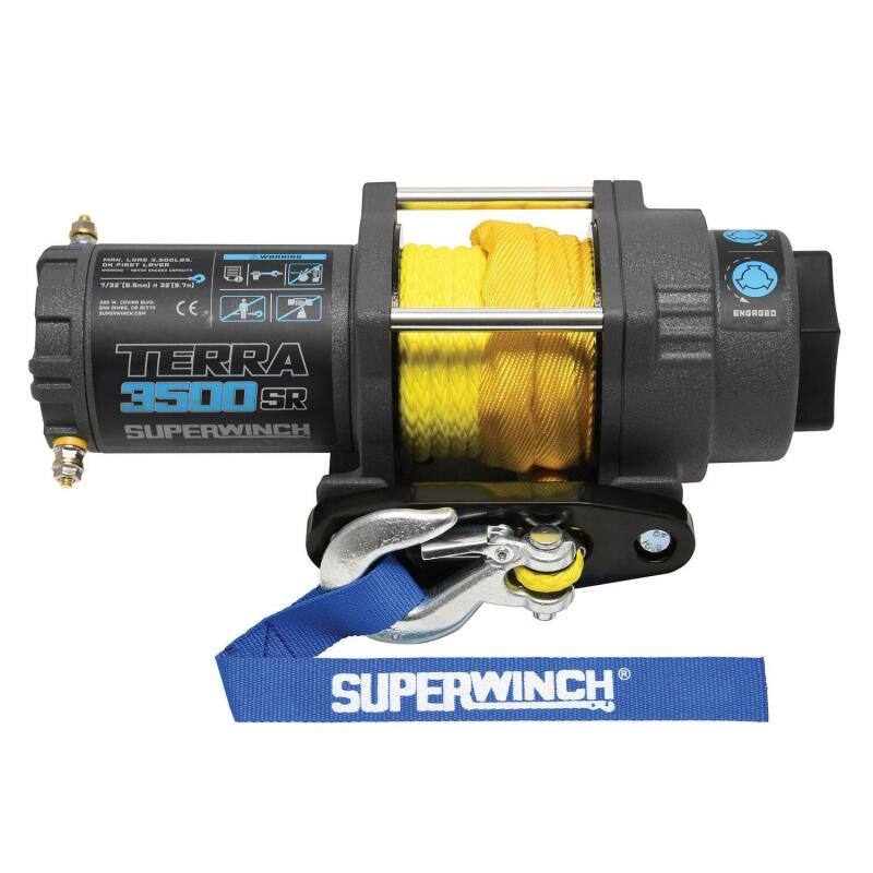 Superwinch 3500 LBS 12V DC 7/32in x 32ft Synthetic Rope Terra 3500SR Winch - Gray Wrinkle Winches Superwinch