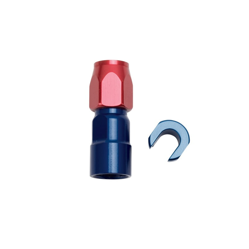 Russell Performance 3/8in SAE Quick Disc Female to -6 Hose Red/Blue Straight Hose End Fittings Russell