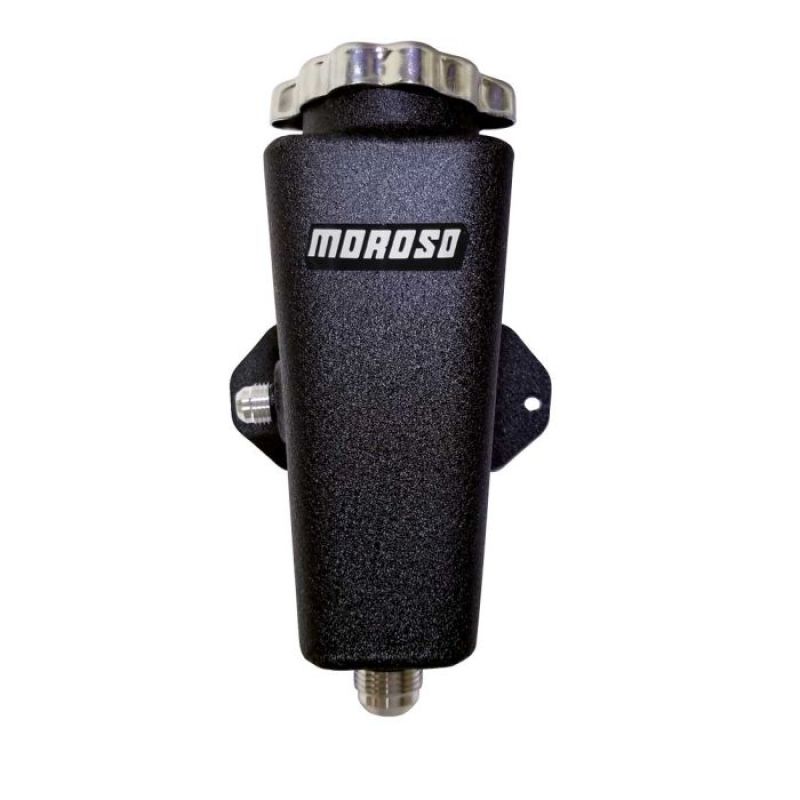 Moroso Universal Left 6AN In/10AN Out Power Steering Tank - Black Powder Coat Expansion Tanks Moroso