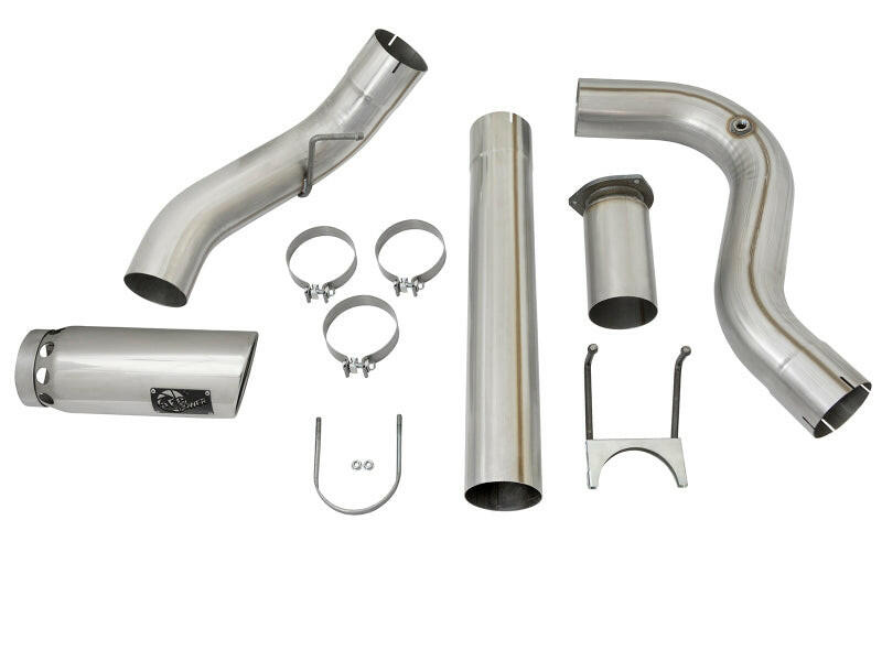 aFe ATLAS 5in DPF-Back Alum Steel Exhaust System w/Polished Tip 2017 Ford Diesel Trucks V8-6.7L (td) DPF Back aFe