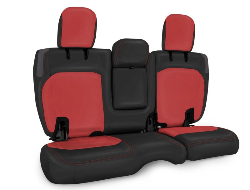 PRP 2018+ Jeep Wrangler JLU/4 door Rear Bench Cover with Leather Interior - Black/Red Seat Covers PRP Seats