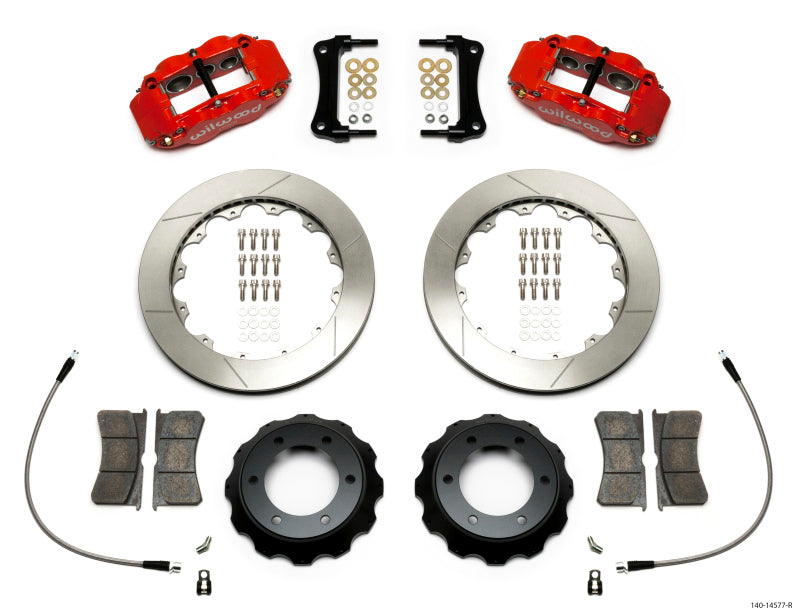 Wilwood Narrow Superlite Red 6R Front Kit 12.88in Slotted Rotor w/ Lines 05-15 Toyota Tacoma Big Brake Kits Wilwood