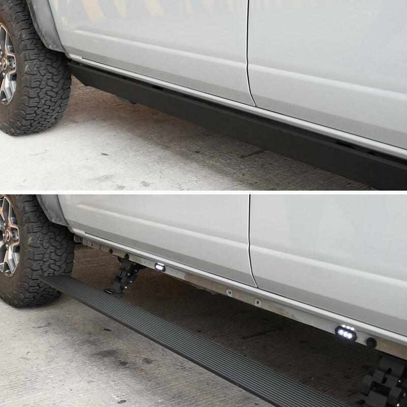 RealTruck 11-22 Ram 2500/3500 CC 4dr VoltStep Electric Running Board Kit (No Drill) - Tex. Blk Running Boards Go Rhino