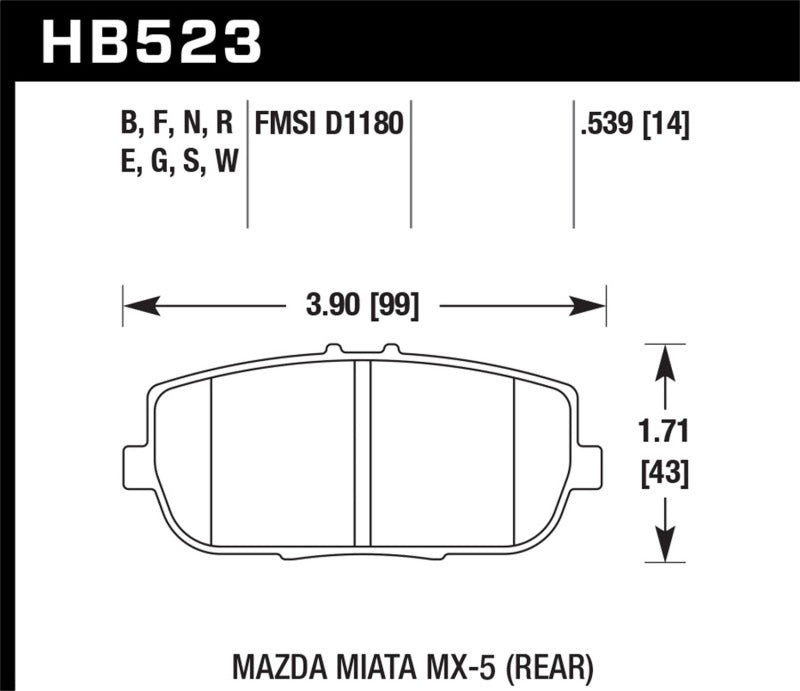 Hawk 06-16 Mazda MX-5 Miata HT-10 Race Rear Brake Pads Brake Pads - Racing Hawk Performance