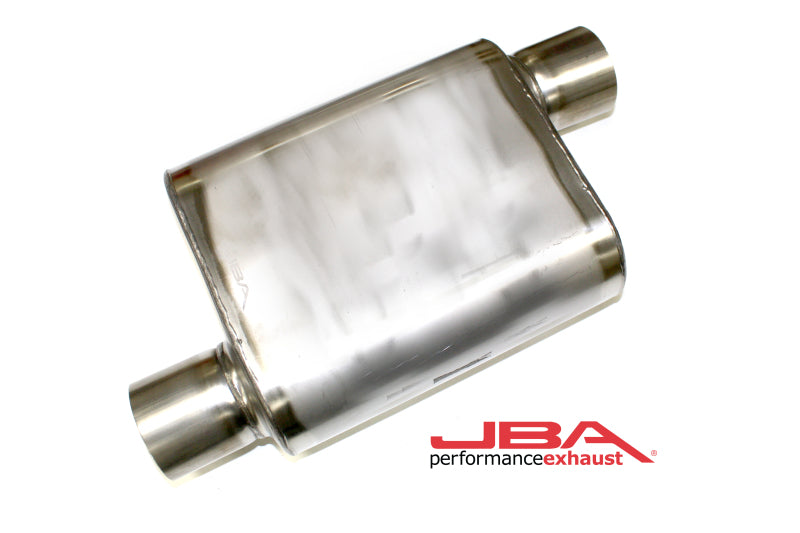 JBA Universal Chambered Style 304SS Muffler 11x9.75x4 3in Inlet Diameter Offset/Offset Muffler JBA