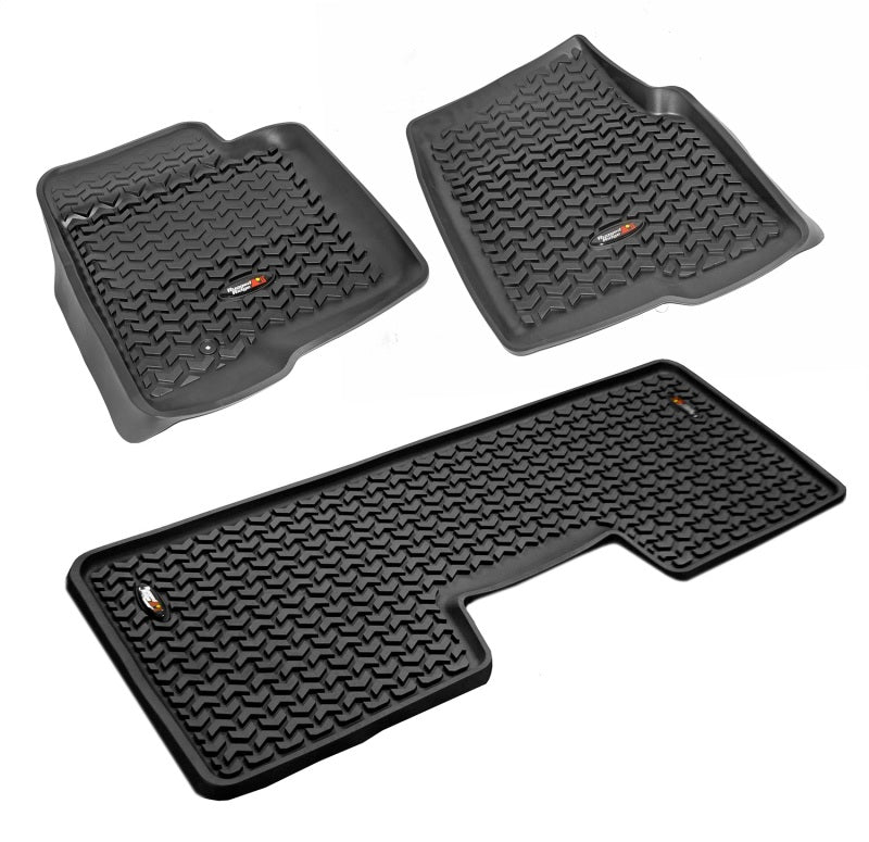 Rugged Ridge Floor Liner Front/Rear Black 2009-2014 Ford F-150 / Raptor Regular / S-Cab / S-Crew Floor Mats - Rubber Rugged Ridge