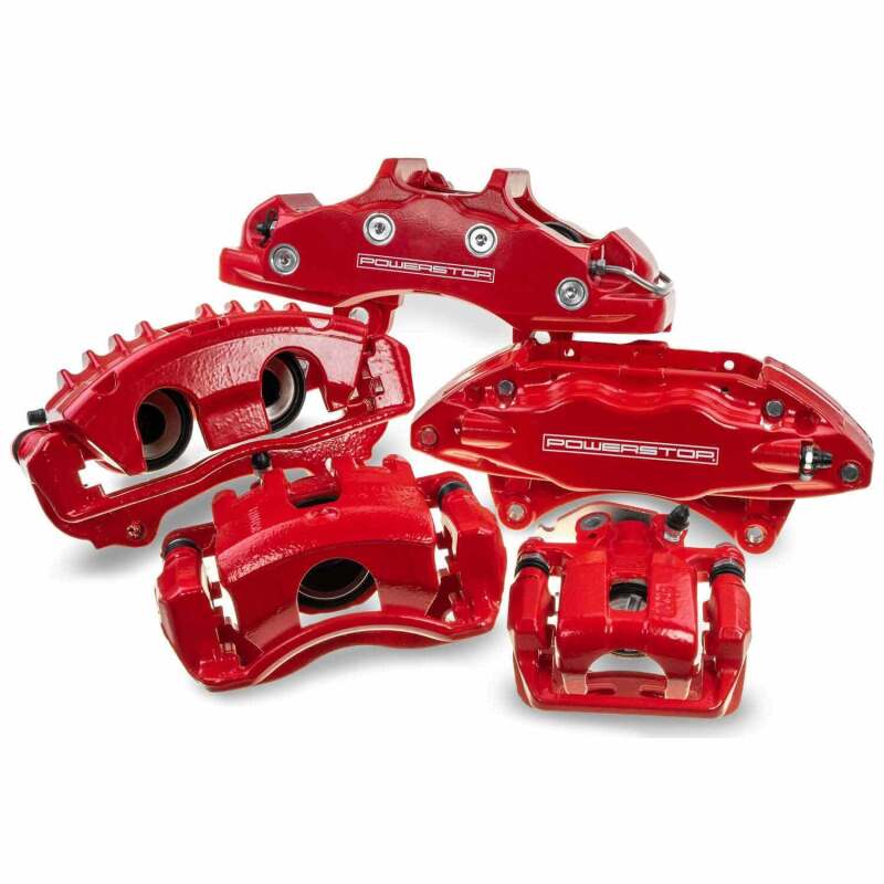 Power Stop 98-04 Audi A6 Quattro Rear Red Calipers w/Brackets - Pair Brake Calipers - Perf PowerStop