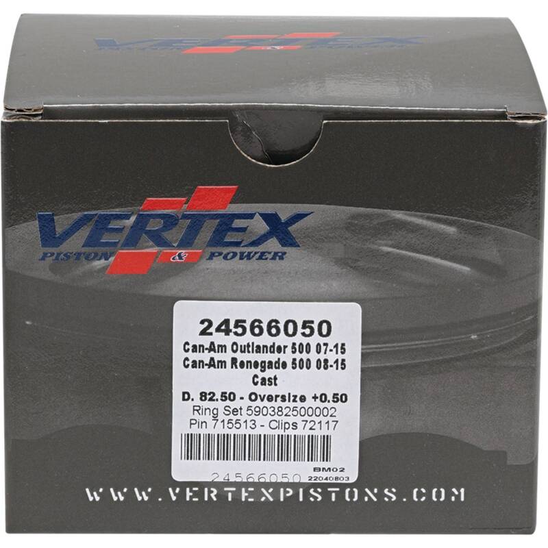 Vertex Piston 07-15 Can-Am Outlander 500 4x4 500cc +0.50mm Oversized Cast Replica Piston Kit Piston Sets - Powersports Vertex Pistons