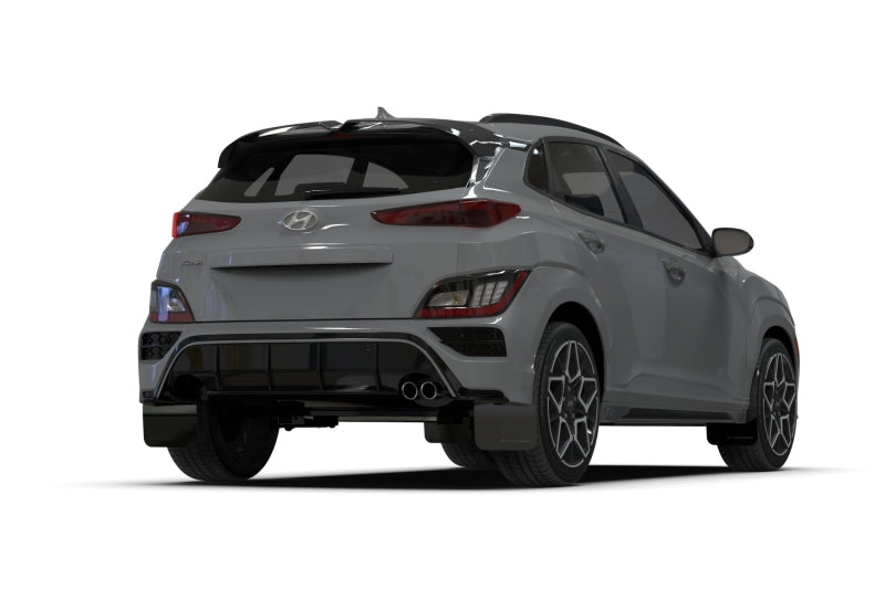 Rally Armor 22-23 Hyundai Kona N-Line Black UR Mud Flap w/White Logo Mud Flaps Rally Armor