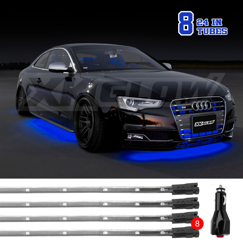 XK Glow Tube Single Color Underglow LED Accent Light Car/Truck Kit Blue - 8x24In Light Accessories and Wiring XKGLOW
