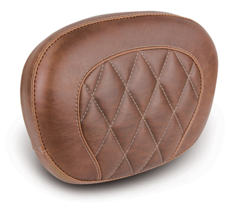 Mustang 97-23 Harley Touring Sissy Bar Pad (12 inch x 9 inch) Diamond Stitch - Brown Sissy Bar Pads Mustang Motorcycle
