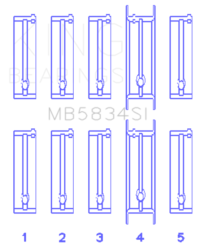 King Engine Bearings Chevrolet 121Ci/Ln2 134Ci Housing Bore +.002 (Size +1.0mm) Main Bearing Set Bearings King Engine Bearings