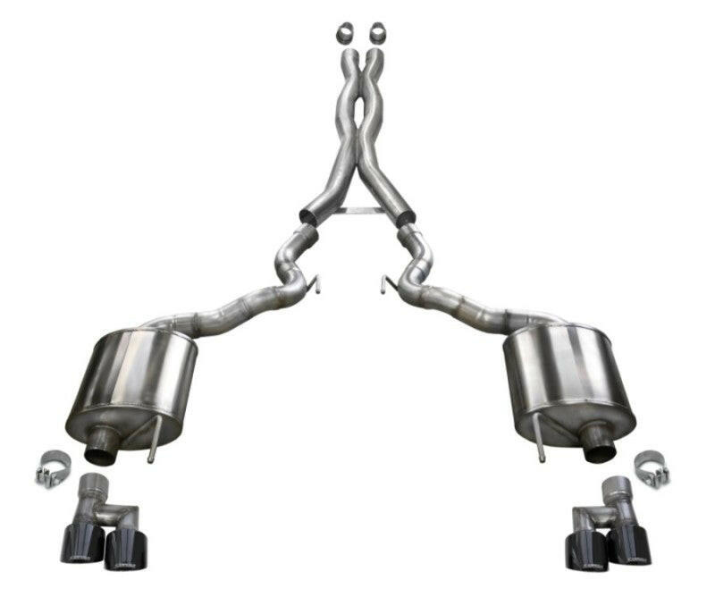 Corsa 2018-2023 Ford Mustang GT Convertible w/o Active Valves Sport Cat-Back w/ Black PVD 4in Tips Catback CORSA Performance