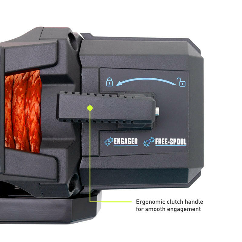 Borne Off-Road 12K Winch - Orange Synthetic Rope Winches Borne Off-Road