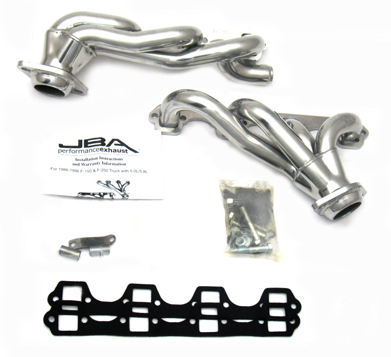 JBA 87-96 Ford F-150 5.8L SBF 1-5/8in Primary Silver Ctd Cat4Ward Header Headers & Manifolds JBA