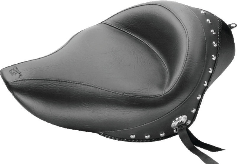 Mustang 04-21 Harley Sportster 4.5 Gallon Wide Touring Solo Seat w/Studs - Black Solo Motorcycle Seats Mustang Motorcycle