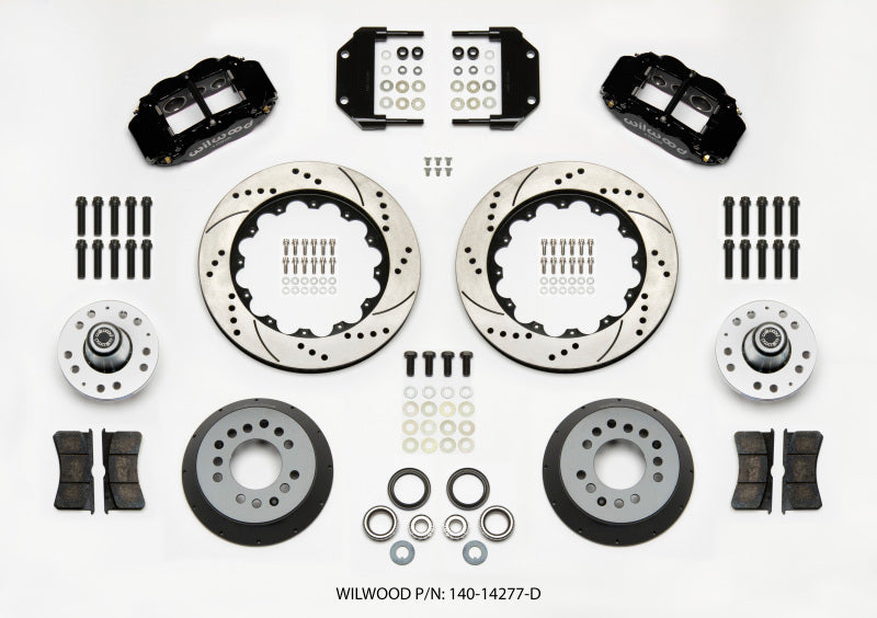 Wilwood Narrow Superlite 6R Front Hub Kit 14.00in Drilled Magnum Force Drop Spindle Big Brake Kits Wilwood