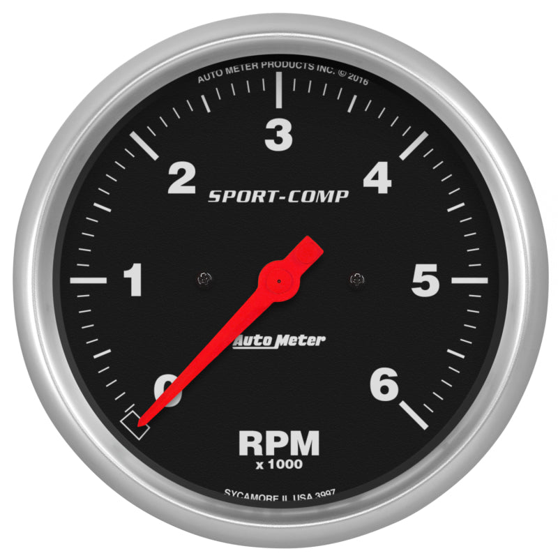 AutoMeter Sport-Comp 5in. 0-6K RPM In-Dash Tachometer Gauge Gauges AutoMeter