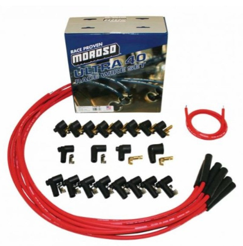Moroso Universal Ignition Wire Set - Ultra 40 - Unsleeved - Straight - Red Spark Plug Wire Sets Moroso