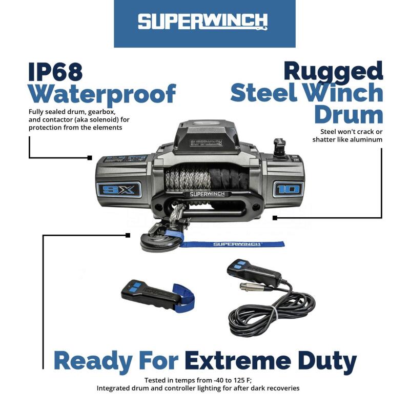 Superwinch 12000 LBS 12V DC 3/8in x 85ft Wire Rope SX 12000 Winch - Graphite Winches Superwinch