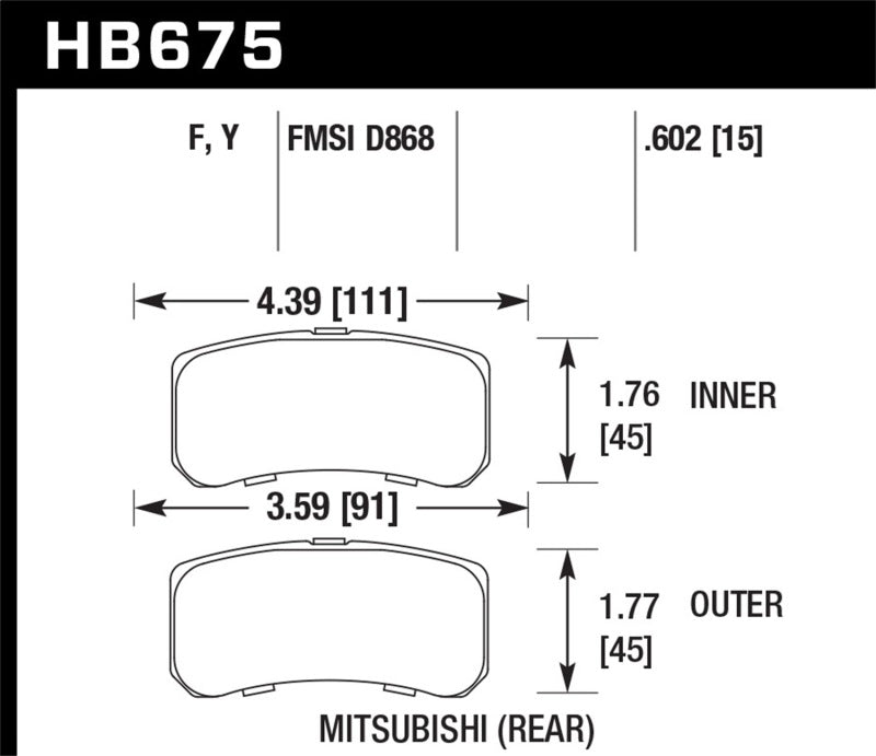 Hawk 09+ Mitsubishi Lancer Ralliart / 08+ Lancer GTS LTS Rear Brake Pads Brake Pads - OE Hawk Performance