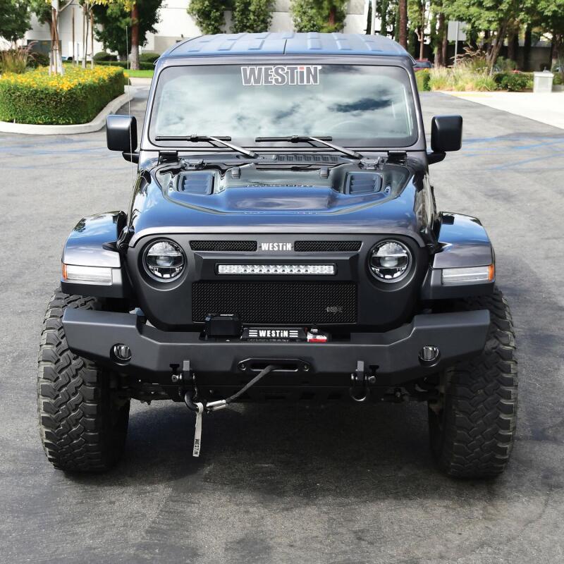 Westin 18-20 Jeep Wrangler JL WJ2 Full Width Front Bumper - Textured Black Bumpers - Steel Westin