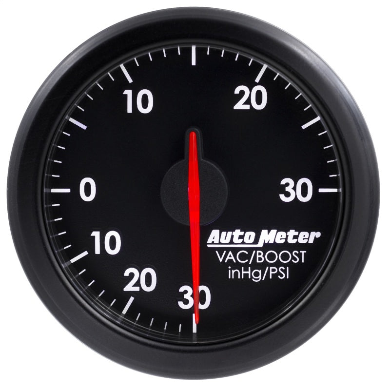 Autometer Airdrive 2-1/6in Boost/Vac Gauge 30in HG/30 PSI - Black Gauges AutoMeter