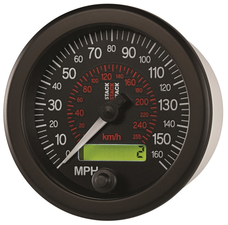 Autometer Stack Instruments 88MM 0-160 MPH / 260 KM/H Programmable Speedometer - Black Gauges AutoMeter