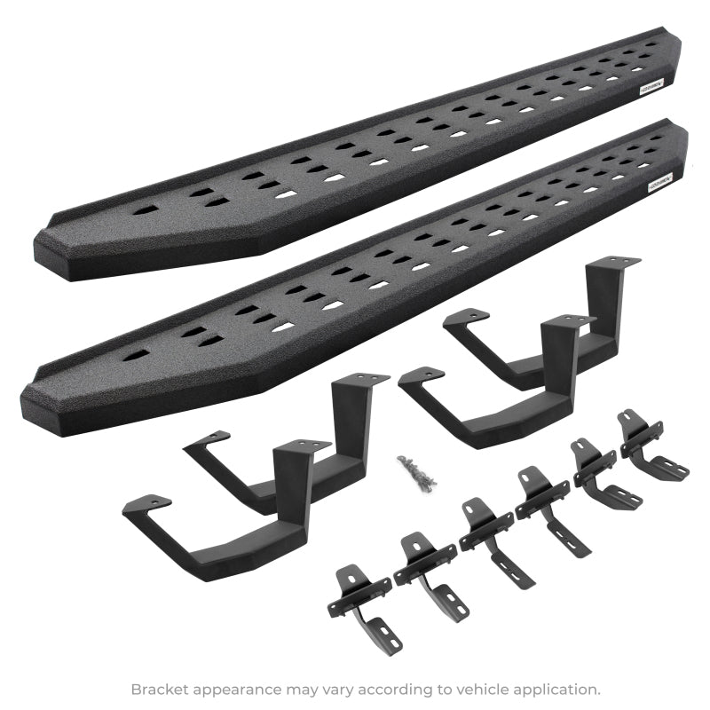 Go Rhino 2022 Toyota Tundra CrwMx Kit w/RB20 Running Board + Brkts + 4 RB20 Drop Steps - Bedlnr Coat Running Boards Go Rhino