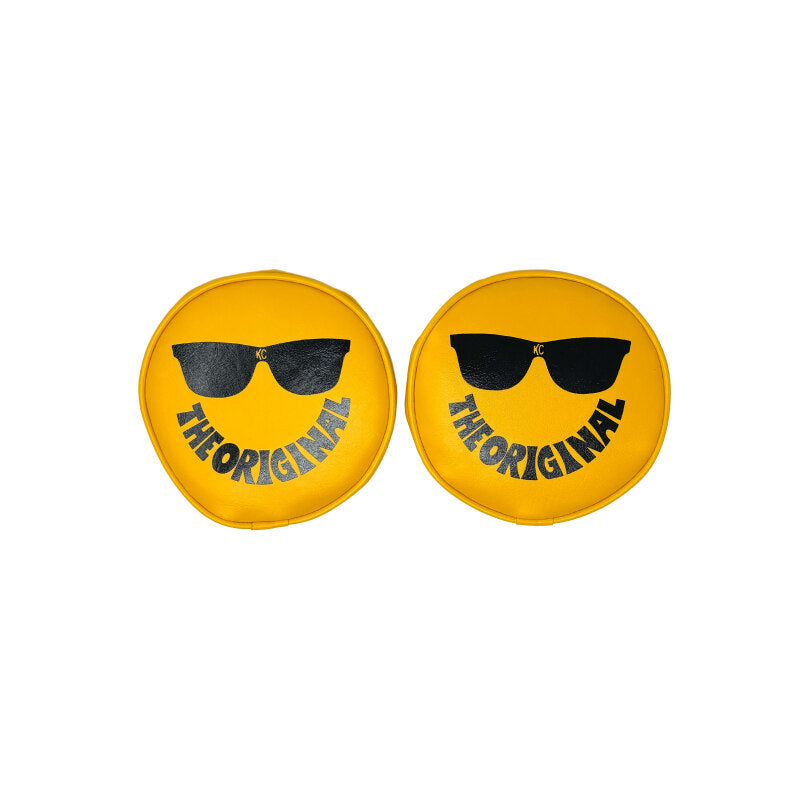 KC HiLiTES Retro 6in Round Yellow Vinyl Light Cover w/ Black KC Sunglasses Logo Light Covers and Guards KC HiLiTES