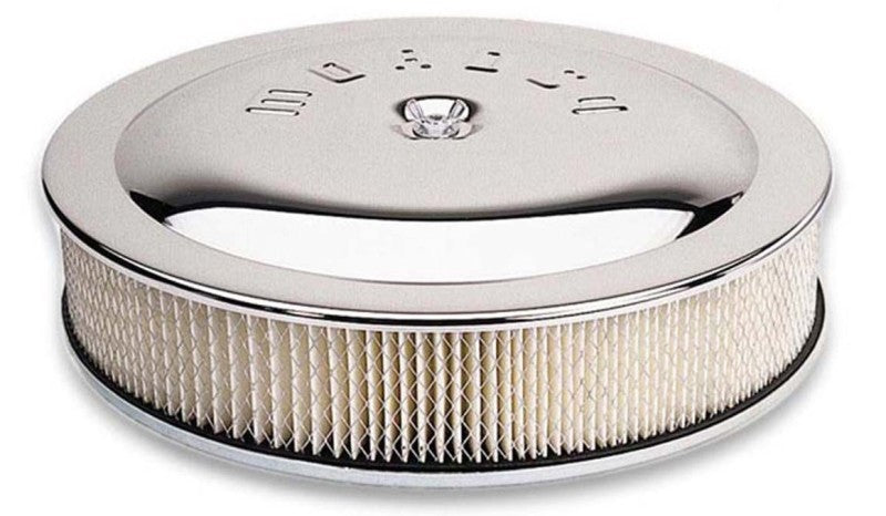 Moroso Racing Air Cleaner - 14in x 3in Filter - Flat Bottom - Steel - Chrome Plated - 4500 Fuel Filters Moroso