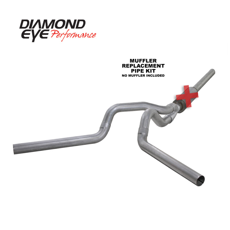 Diamond Eye KIT 4in Catback MFLR RPLCMENT PIPE DUAL AL: 2004.5-2007.5 DODGE CUMMINS 600 Catback Diamond Eye Performance