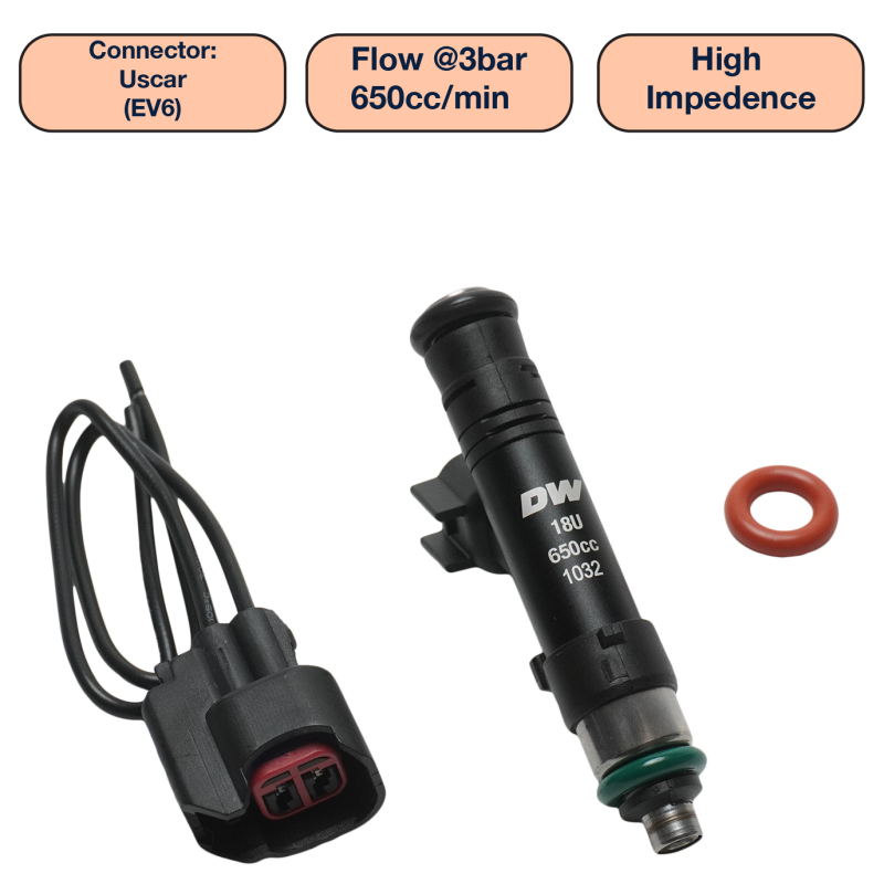 DeatschWerks Universal 650cc Single Fuel Injector / 60mm Length / 14mm O-Ring Seals Fuel Injectors - Single DeatschWerks