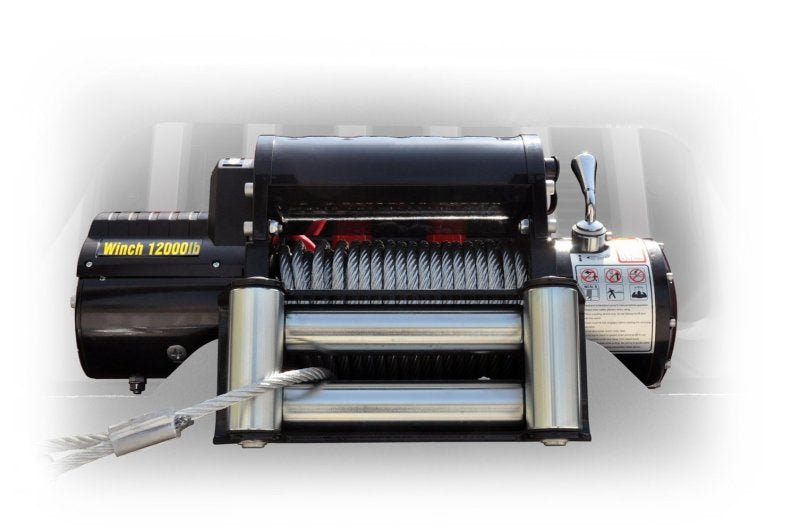 DV8 Offroad 12000 LB Winch w/ Steel Cable & Wireless Remote - Black Winch Kit DV8 Offroad