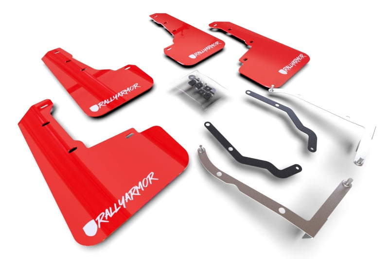Rally Armor 18-23 Subaru Crosstrek Red UR Mud Flaps - White Logo Altered Font Mud Flaps Rally Armor