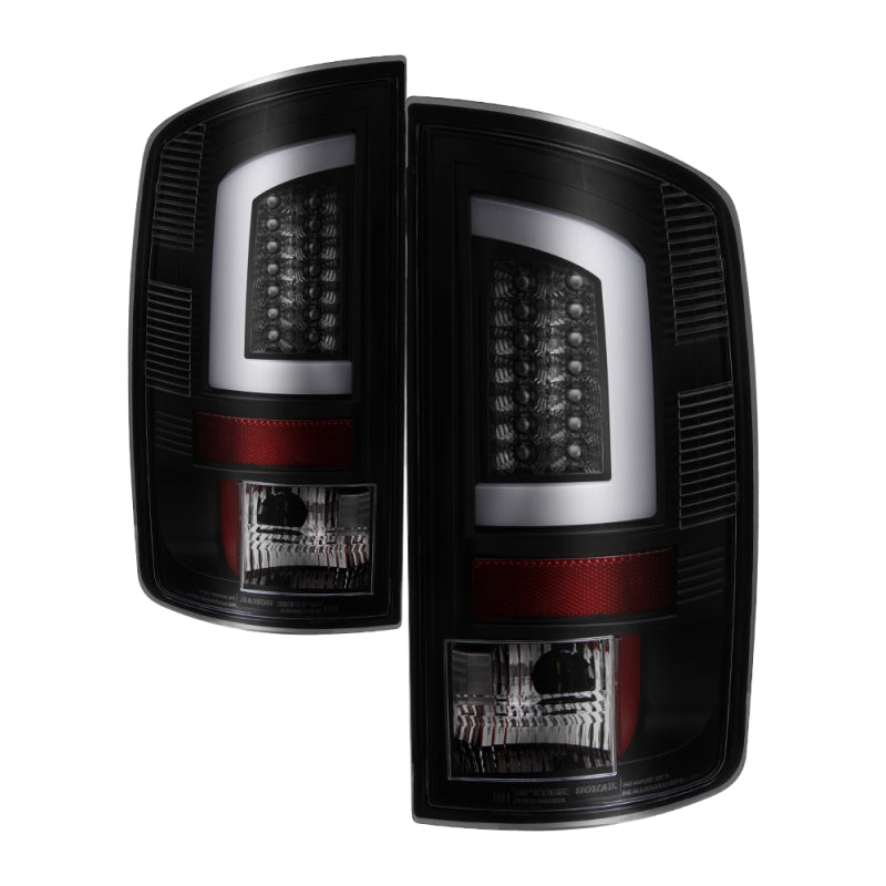 Spyder 07-09 Dodge Ram 2500/3500 V3 Light Bar LED Tail Lights - Blk Smoke ALT-YD-DRAM06V3-LBLED-BSM Tail Lights SPYDER
