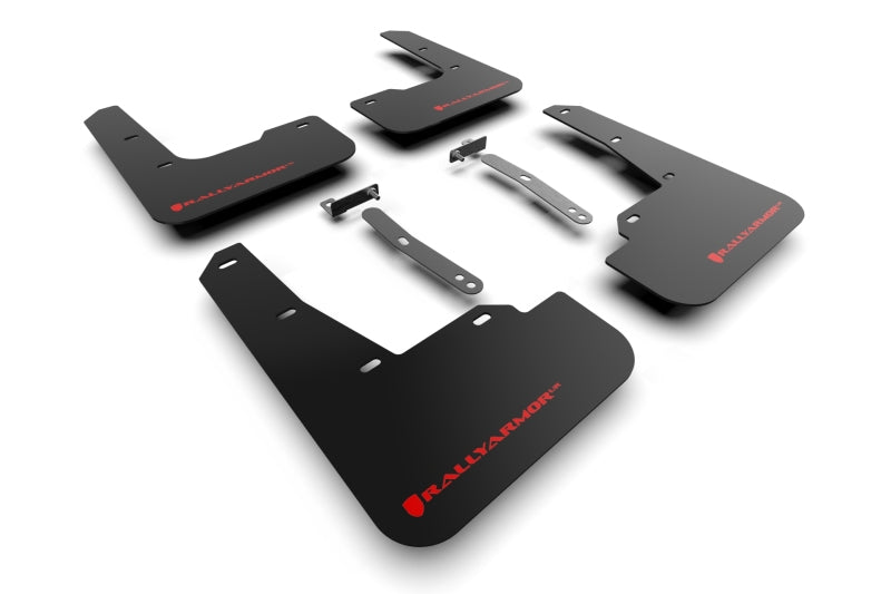 Rally Armor 22-23 Hyundai Elantra N &amp; N Line Black UR Mud Flap w/Red Logo Mud Flaps Rally Armor
