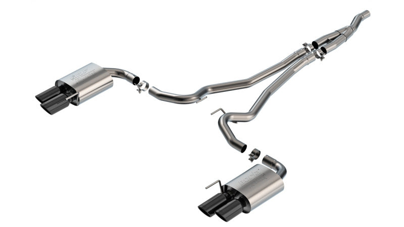 Borla 2024 Ford Mustang Ecoboost 2.3L ATAK Catback Exhaust Black Chrome w/ Quad Tip - Non-Active Catback Borla