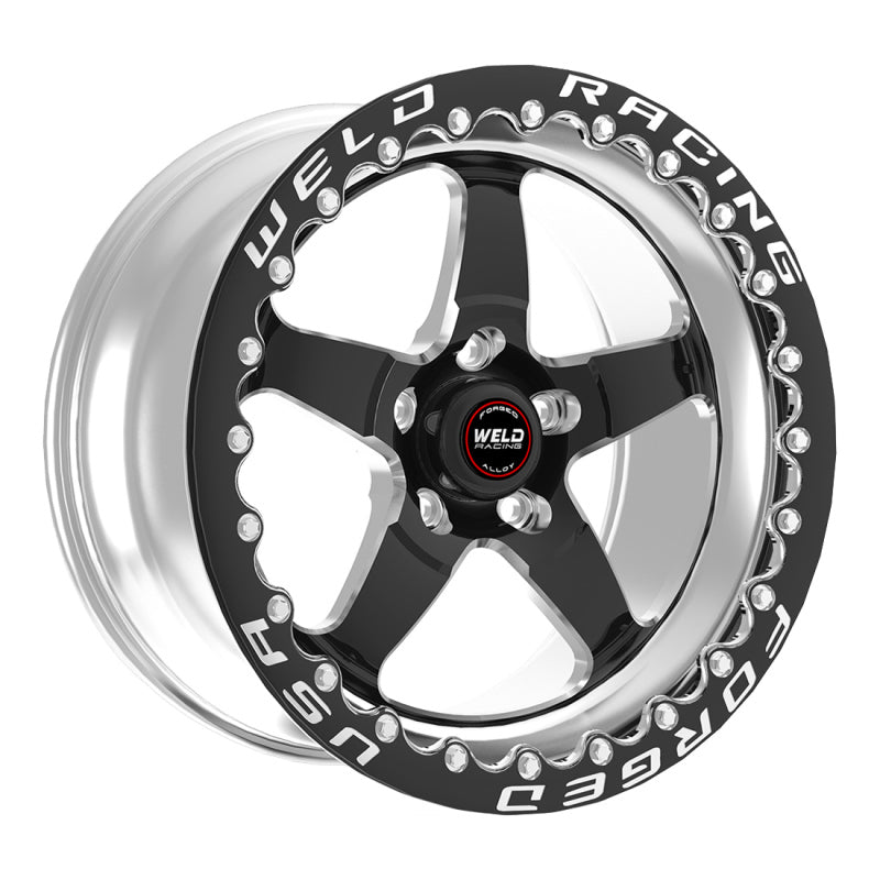 Weld S71 15x12.33 / 5x4.5 BP / 8.5in. BS Black Wheel (Low Pad) - Black Single Beadlock MT Wheels - Forged Weld
