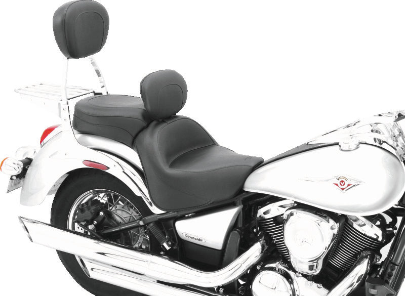 Mustang 06-21 Kawasaki Vulcan 900 Classic, Custom Touring 1PC Seat w/Driver Backrest - Black One-Piece Motorcycle Seats Mustang Motorcycle